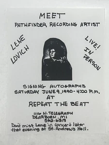 LENE LOVICH Detroit ORIGINAL Meet & Greet FLYER Poster - Bild 1 von 1