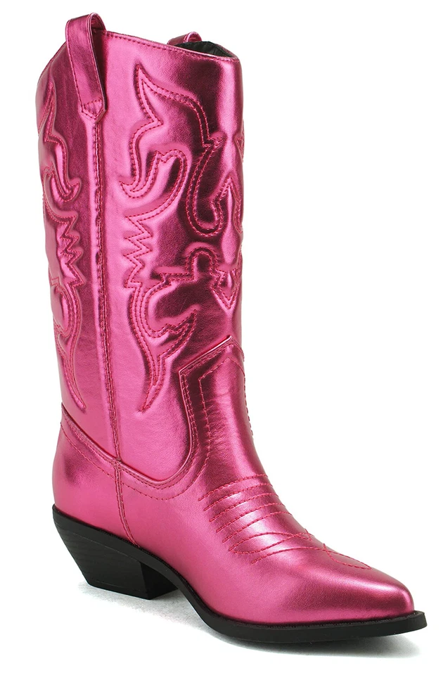 Botas vaqueras cosidas occidentales Soda para mujer punta puntiaguda hasta la rodilla vaquera RENO-S Foto 1 de 1