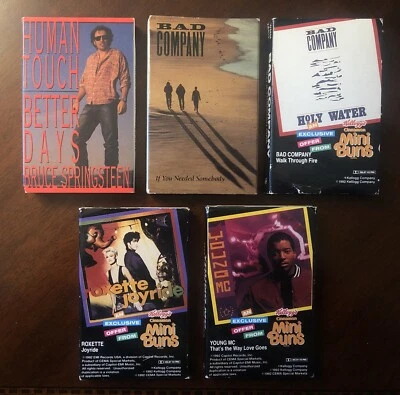 5 Cassette Singles Lot! Bruce Springsteen Bad Company Roxette Young MC Kellogg’s - Image 1 of 4