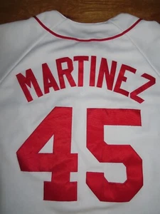 Majestic PEDRO MARTINEZ No 45 BOSTON RED SOX Button-Down (LG) Baseball Jersey - Picture 1 of 4