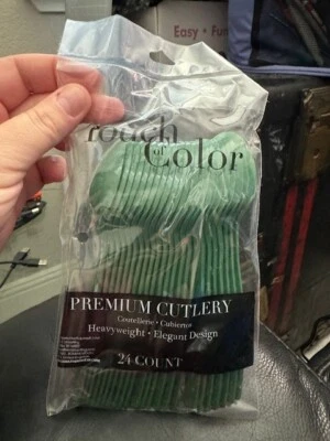 Hunter Green Premium Cutlery Plastic Spoons 24ct. Party Supply Tableware New! - Image 1 of 2