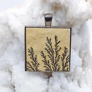 Arenisca dendrítica, collar, metal armado, hecho a mano, único, joyería, #2051 - Imagen 1 de 6