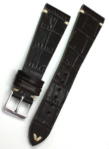 22mm /16 Vintage Kalbsleder Germany handmade BAND Krokodil Narbung Uhrenarmband - Picture 1 of 2