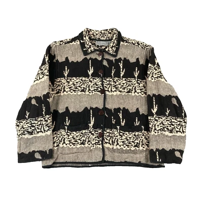 Винтажный Jane Ashley кнопка верхняя куртка Shacket женщин большой L Western AOP кактус - Изображение 1 из 4