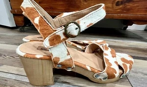 Sandalia zueco de plataforma de piel de vaca silenciosa para dama talla 38 nueva con caja - Imagen 1 de 5