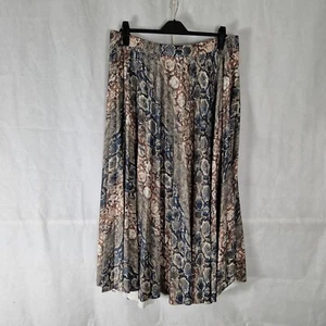 Ladies Skirt Size 20 Tall Long NEXT Brown Snakeskin Print Pleated Maxi - Picture 1 of 7