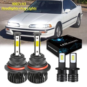 For Acura Integra 1990-1993 6000K LED Headlight High Low + Fog Light Bulbs Combo - Picture 1 of 12
