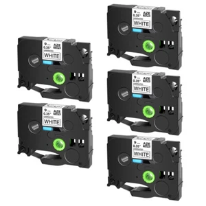 5PK Para Brother P-Touch PT Cube TZe-221 TZ-221 Cinta Etiqueta Negra sobre Blanca 9MM - Imagen 1 de 12