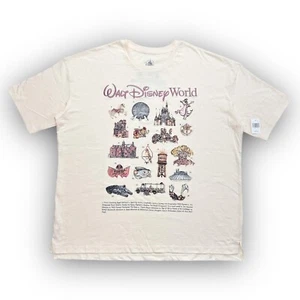2025 Disney Parks Attractions T-Shirt Cream S M L Graphic Print Embroidery NEW - Picture 1 of 28