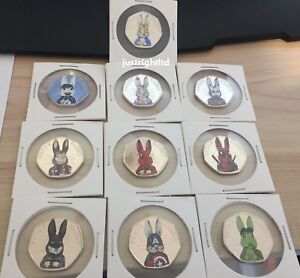 2016 Peter Rabbit 50p Coins Avengers Marvel superheros Colour Stickers UNC