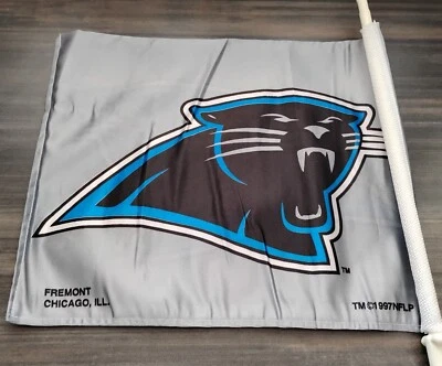 LOGOTIPO CAROLINA PANTHERS DE COLECCIÓN plata 11X14 bandera de coche GENUINA NFL con licencia Foto 1 de 2