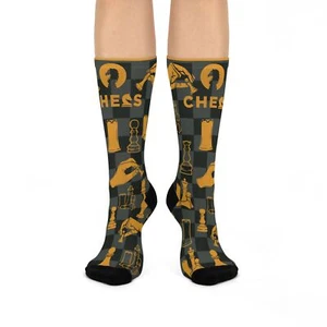 Schachsocken Unisex 1 Größe Neuheit Modern Grau Orange Gut gebaut Original - Bild 1 von 7