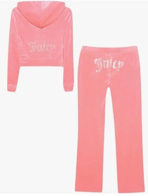 Женский блестящий велюровый спортивный костюм Juicy Couture цвет клубники льда размер США маленький - Изображение 1 из 2