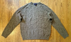 Vintage Brooks Brothers Sweater Mens 2XL Chunky Cable Knit Crewneck Sweater Wool - Picture 1 of 7