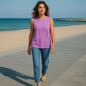 J. Jill Perfect Pima Sleeveless Tee Damen Pima Cotton Pink Lavender Petite XL - Bild 1 von 10