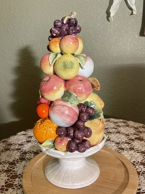 Vintage Italian Style Ceramic Fruit Topiary Hand Painted Kitchen Decoration 70’s - Image 1 of 4