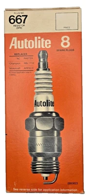 Autolite spark plugs No. 667 resistor DP8 NOS 8 pack power tip - Image 1 of 4