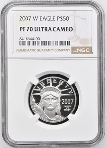 2007 Proof $50 Platinum Eagle 1/2 oz NGC PF-70 ULTRA CAMEO -001 - Picture 1 of 2