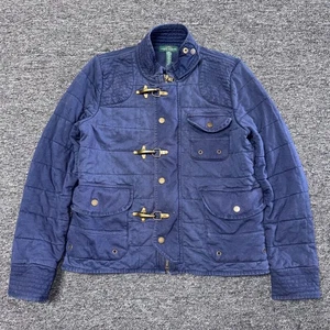 Lauren Ralph Lauren Quilted Fireman Military Coat Jacket Womens Sz M Buckle Blue - Picture 1 of 6