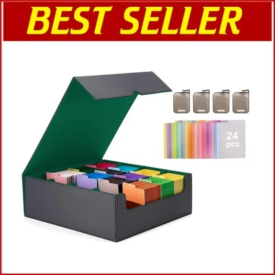 Modern Faux Leather Card Storage Box with Magnetic Closure - 3000+ Capacity - Image 1 of 4