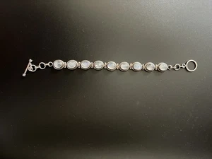 Vintage Sterling Silver And Moonstone Link Tennis Bracelet. - Picture 1 of 8