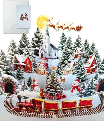 3D Pop-Up Christmas Card Holiday Greeting Card for Family & Friends
