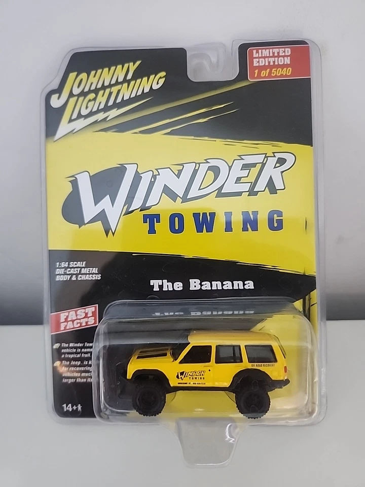 JOHNNY LIGHTNING THE BANANA JEEP CHEROKEE XJ WINDER TOWING MATT Offroad Recovery - Image 1 of 3