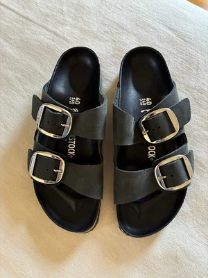 Sandalias Birkenstock Arizona para mujer con hebilla grande negras cuero natural 40 Foto 1 de 4