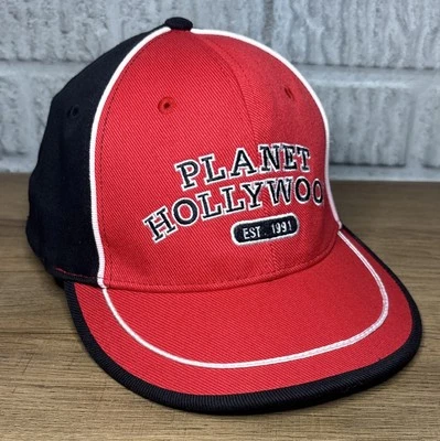 Sombrero Planet Hollywood Nueva York De Colección 1998 Rojo y Negro Ajuste Flexible Talla M/L Logo Foto 1 de 4