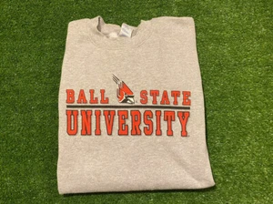 Vintage Retro Y2K Ball State Cardinals split bar crew neck sweatshirt 2XL gray - Picture 1 of 11