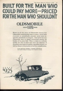 Coche impreso publicidad vintage GM Oldsmobile Six cupé pagar más arte automático anuncio de 1926 - Imagen 1 de 1
