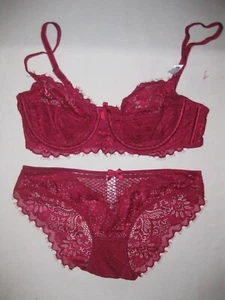 Pretty Mary sheer lace underwire bra & panties set 32B 32C 34B 34C 34D 36D nip - Picture 1 of 4