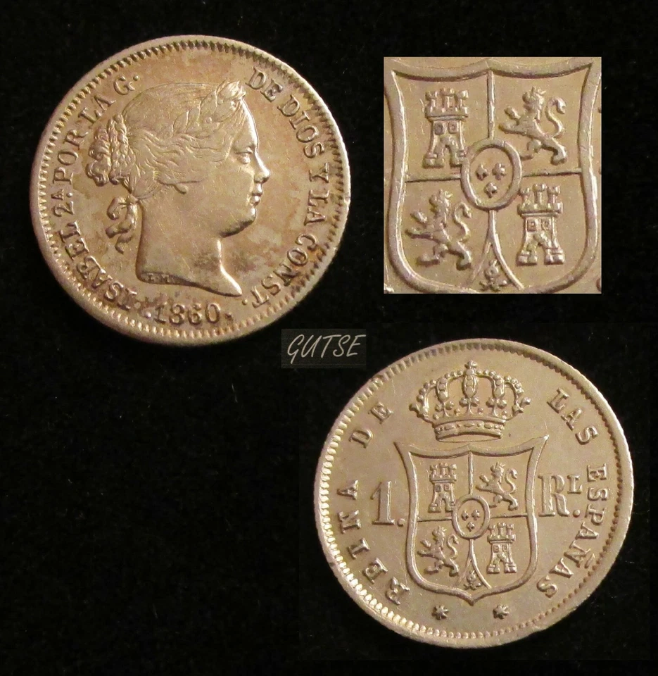 SPAIN, 608-ISABEL II, 1 REAL 1860, MADRID, SILVER, XF. - Image 1 of 1