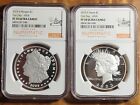 2023 S MORGAN & PEACE Silver Dollar NGC PF70 UC 2pc Set:" FIRST DAY ANA RELEASE!