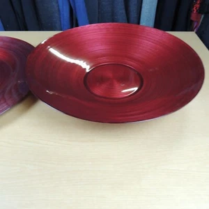BEAUTIFUL RED LARGE 18" DIAMETER GLASS BOWL AND MATCHING 19" PLATTER - Picture 1 of 18