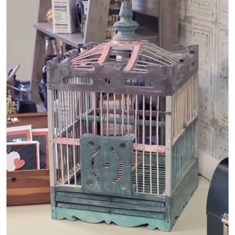 Vintage Shabby Chic Birdcage, Wooden Bird Cage, Cottage Decor, Beach decor Cover