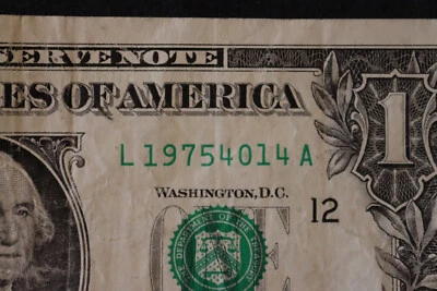 [APRIL 14, 1975] $1 ONE DOLLAR   BIRTHDAY/ANNIVERSARY NOTE.  SN # L 19754014 A - Image 1 of 3