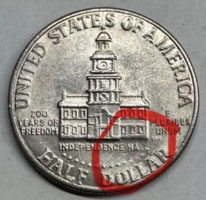 1976 D Kennedy Half Dollar Mint Error - Struck Through Grease - Picture 1 of 3