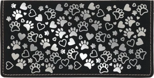Paw Prints Laser Engraved Leather Checkbook Cover - Picture 1 of 15