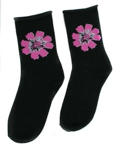 K. Bell Women's Roll Top Crew Socks One Size 9-11 60% Cotton Non-Binding - Picture 1 of 11