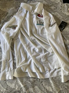 NIKE Media Day Button Up LS Shirt Mens L NFL Superbowl Chiefs 49ers Sail NWT - Picture 1 of 1