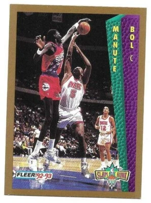 MANUTE BOL 1992-93 FLEER SLAM DUNK CARD NEAR MINT+ CONDITION - Image 1 of 2