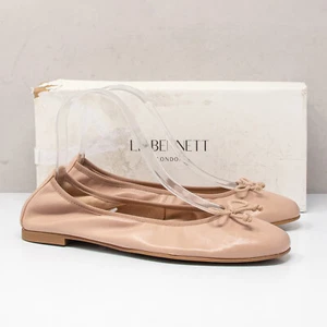 LK Bennett Trilly Trench Beige Leather Ballerina Bow Flats, Size 38 (7 US) - Picture 1 of 8