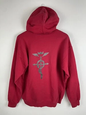 Sudadera con Capucha Y2K Fullmetal Alchemist De Colección Para Hombres Mediana Roja Anime Manga Dibujos Animados Adulto Foto 1 de 4