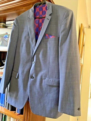 Pierre Cardin Vintage Mens 2 Piece Stretch Wool Suit in Checked Blue 102/112R - Image 1 of 4