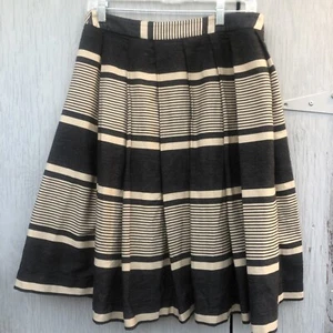 Falda Anthropologie Moulinette Soeurs Rayas Plisada Gris/Avena Rayas Talla 4 Nueva Sin Etiquetas - Imagen 1 de 8