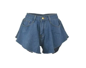 New Women Summer Mid Waist Wide Leg Denim Ultrashort Casual Shorts Streetwear - Picture 1 of 19