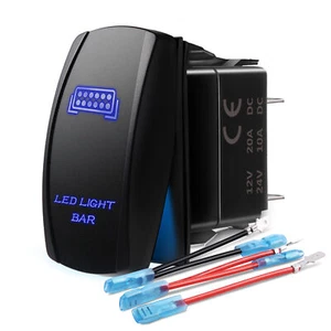 Universal 12V 5pin Laser Rocker Switch ON-OFF LED Light Switch Button For SUV - Foto 1 di 8
