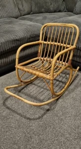 Vintage bamboo cane rocking chair seat-  child's Teddy bear rocking chair - Picture 1 of 12