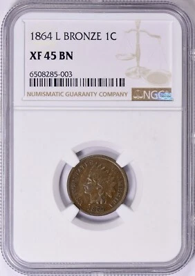 1864 L on Ribbon Indian Head Cent NGC XF45BN Scarce Variety - Image 1 of 4